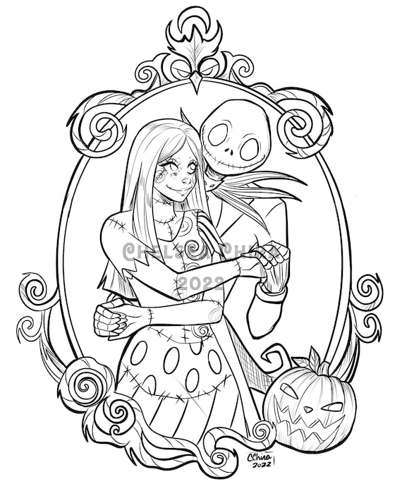 Jack and sally colouring sheet
