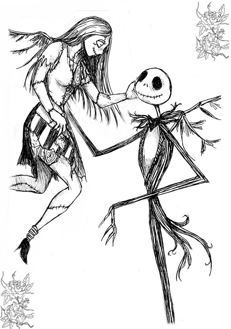 Jack and sally nightmare before christmas coloring pages