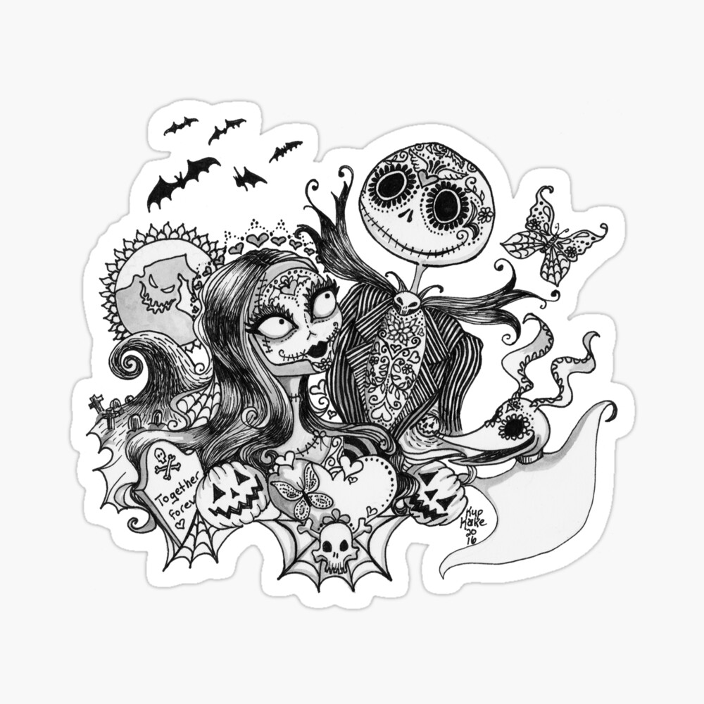 Day of the dead jack and sally canvas print for sale by kupkake
