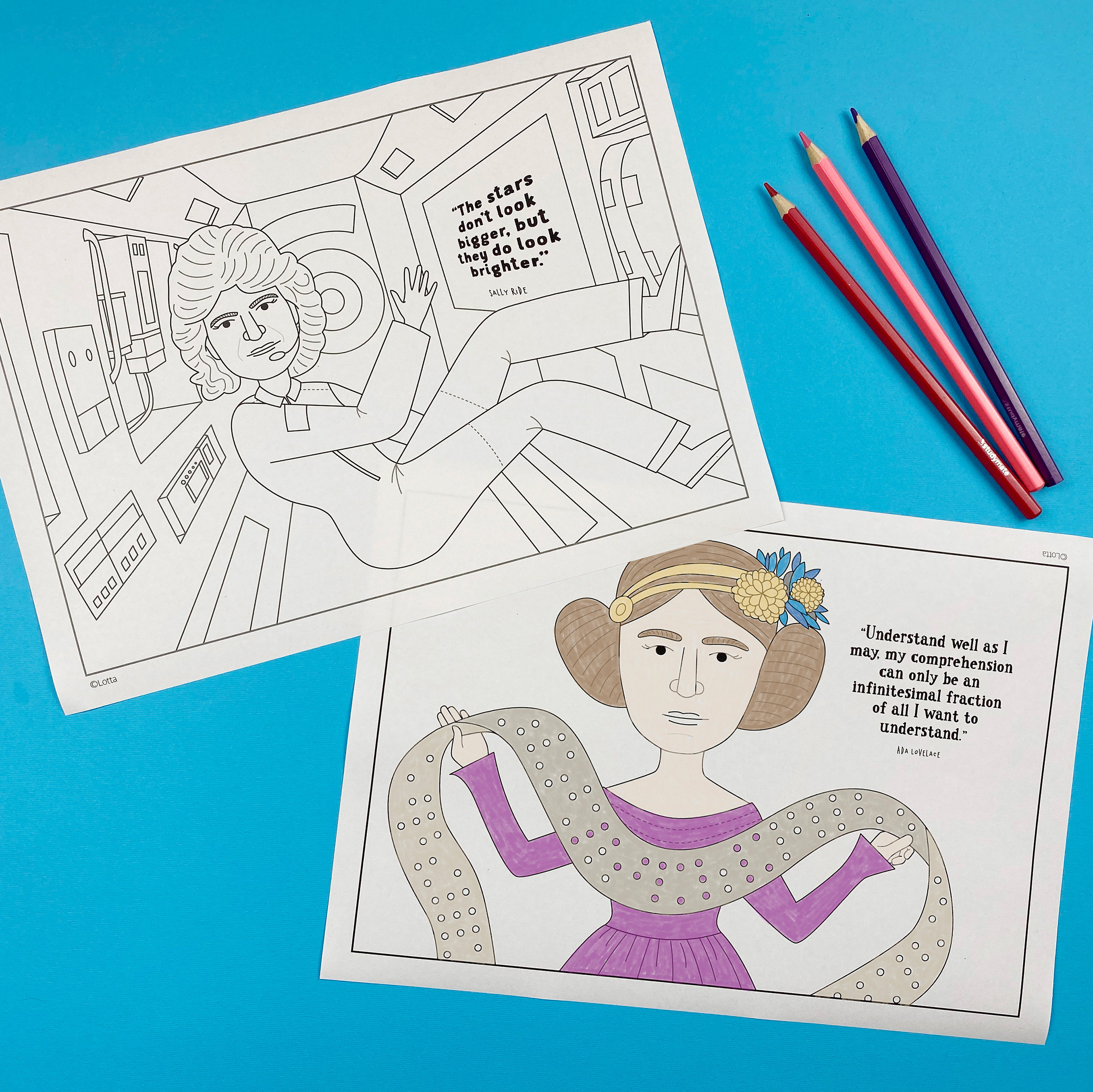 Women in science printable coloring pages marie curie katherine johnson grace hopper jane goodall ada lovelace sally ride