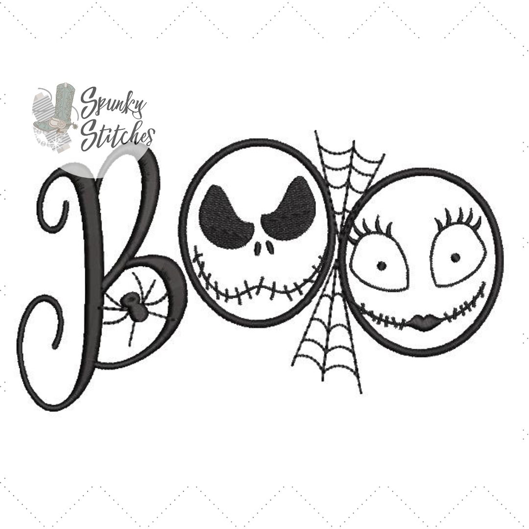 Boo sally and jack embroidery file