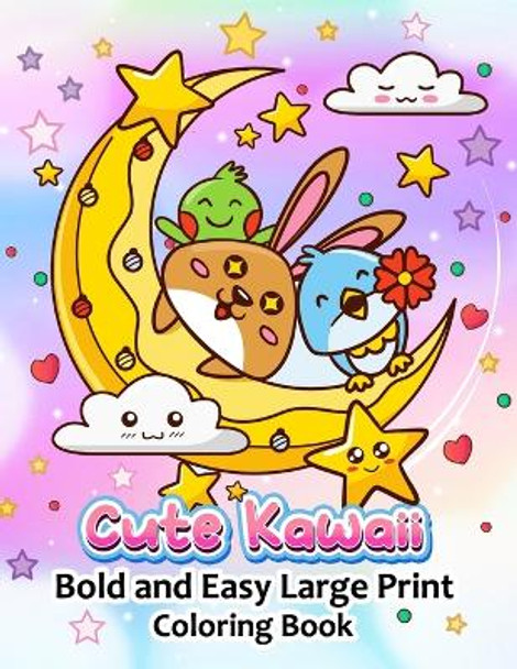 Cute kawaii coloring book bold and easy doodle large print for boy girls lily sally