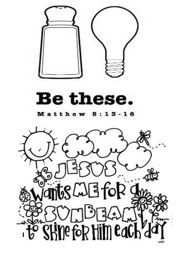 Salt and light jesus want me for a sunbeam to shine for him each day salt and light bible lessons for kids bible coloring pages
