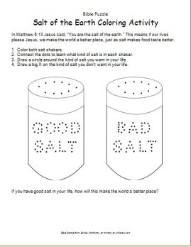 Bible puzzle salt of the earth coloring activity