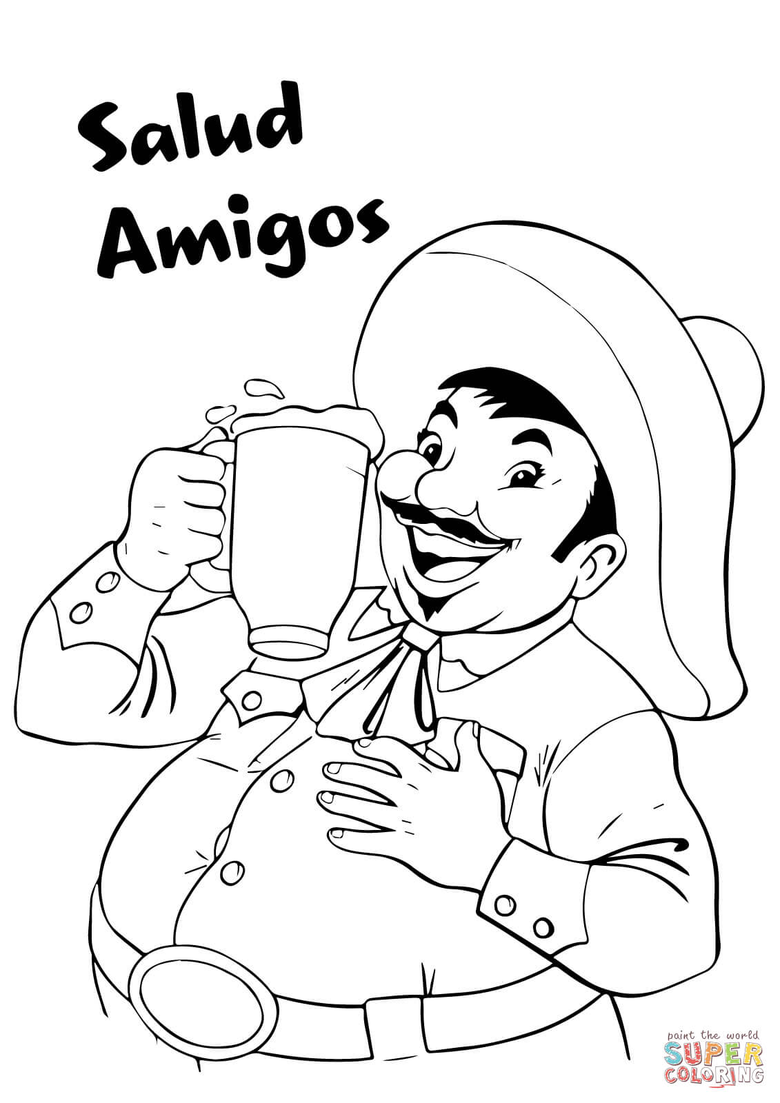 Salud amigos coloring page free printable coloring pages