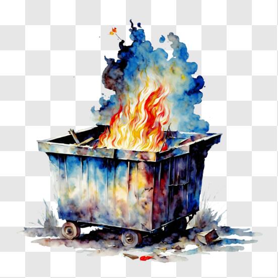 Download burning trash can accident png online