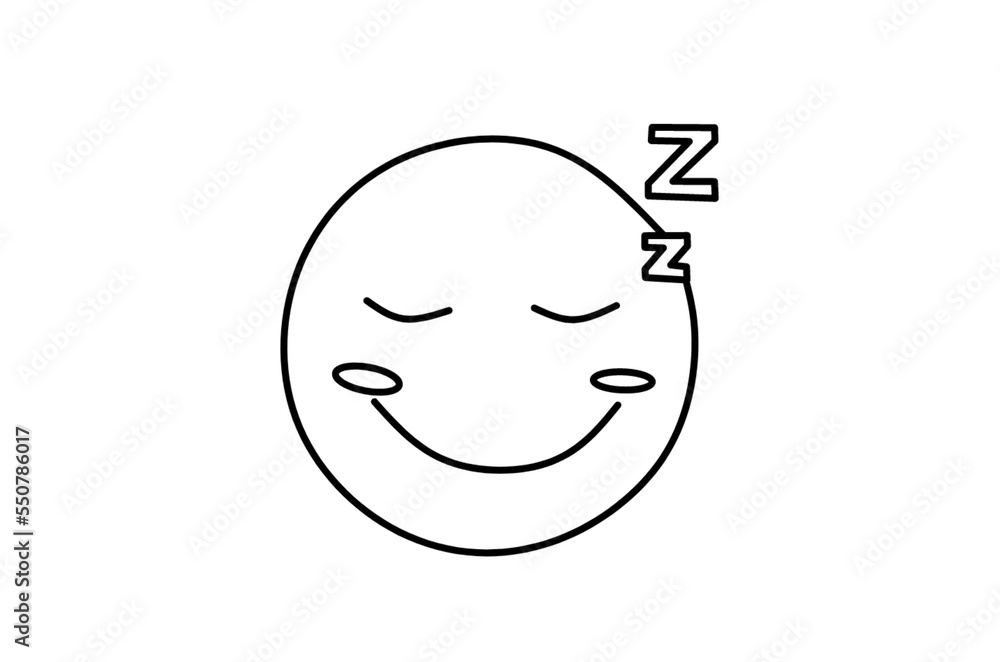 Sleeping emoji line art drawing illustration