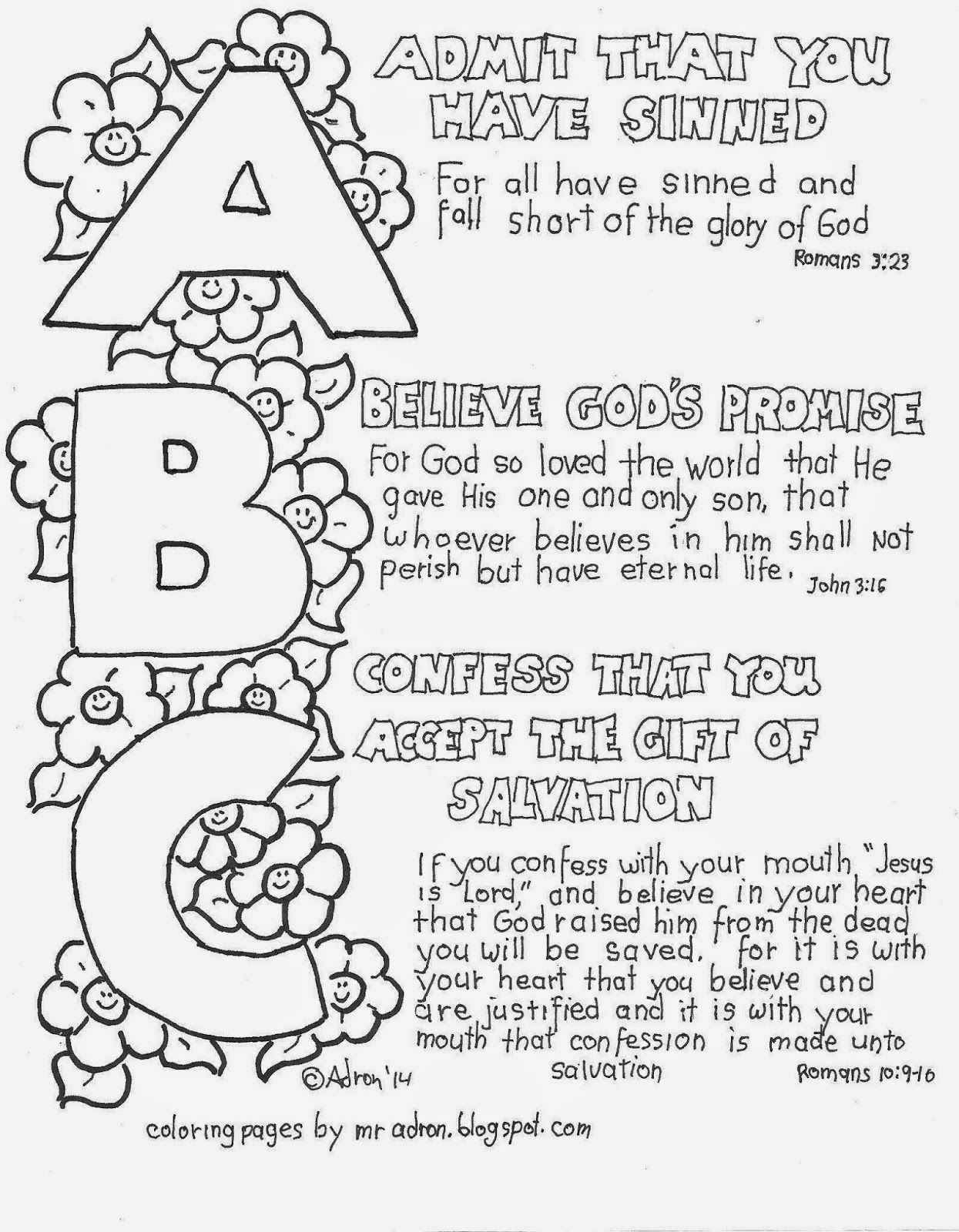 The abc of the gospel coloring page see more at my blogger httpcoloringpagesbymradronâ bible coloring pages childrens church lessons sunday school lessons