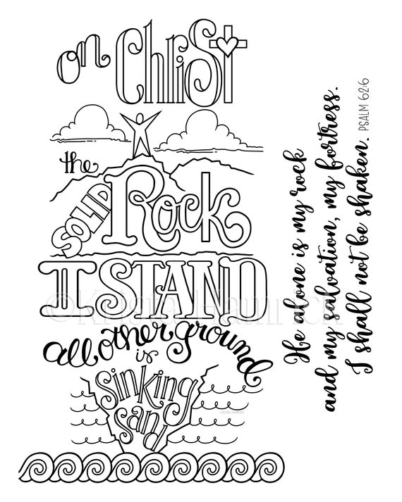 On christ the solid rock i stand coloring page and bookmarks