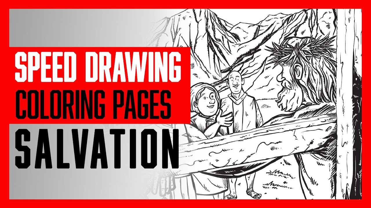 Speed drawing creating a coloring page tutorial salvation sunday school lesson for kids