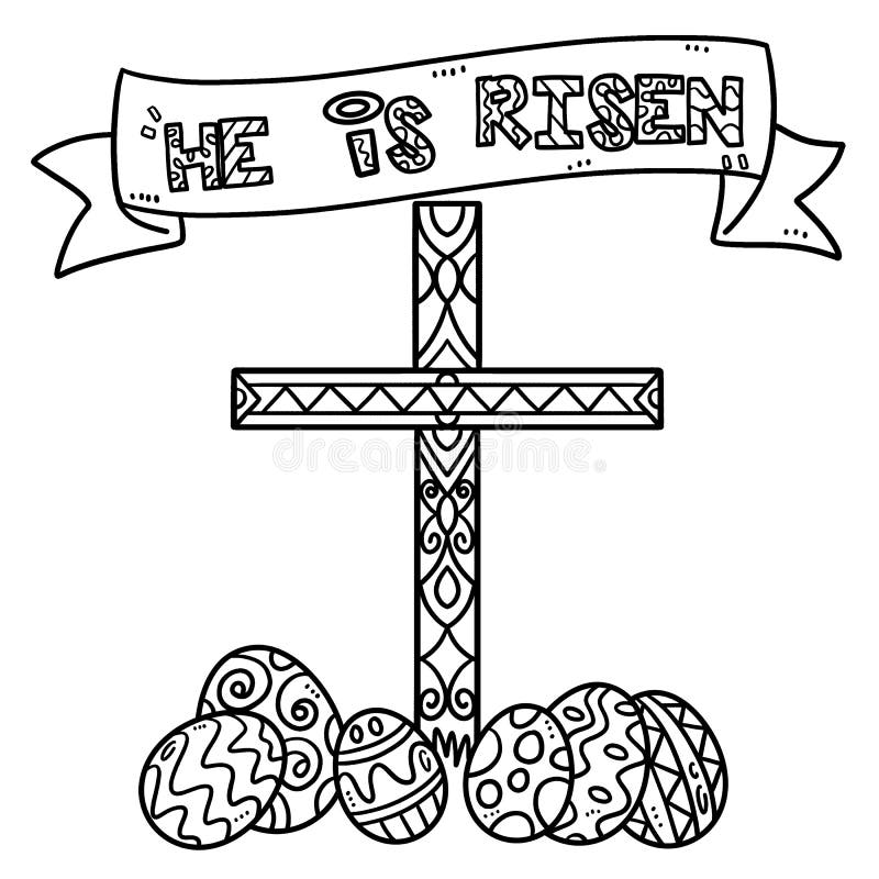 Christian he is risen isolated coloring page stock vector
