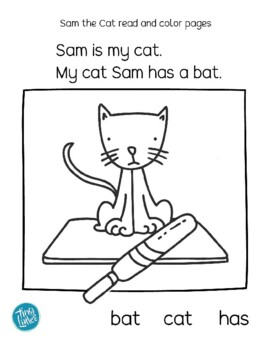 Sam the cat read color page by tiny littles tpt
