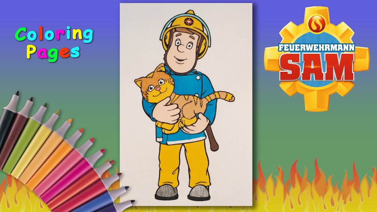 Fireman sam coloring pages sam saved the cat coloring pages for the youngest artists