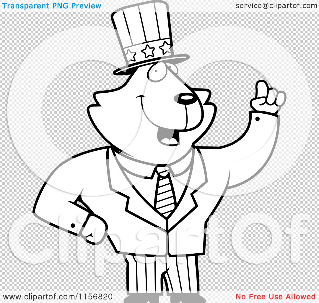 Cartoon clipart of a black and white uncle sam cat