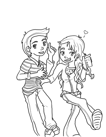 Sam and freddie walking coloring page free printable coloring pages
