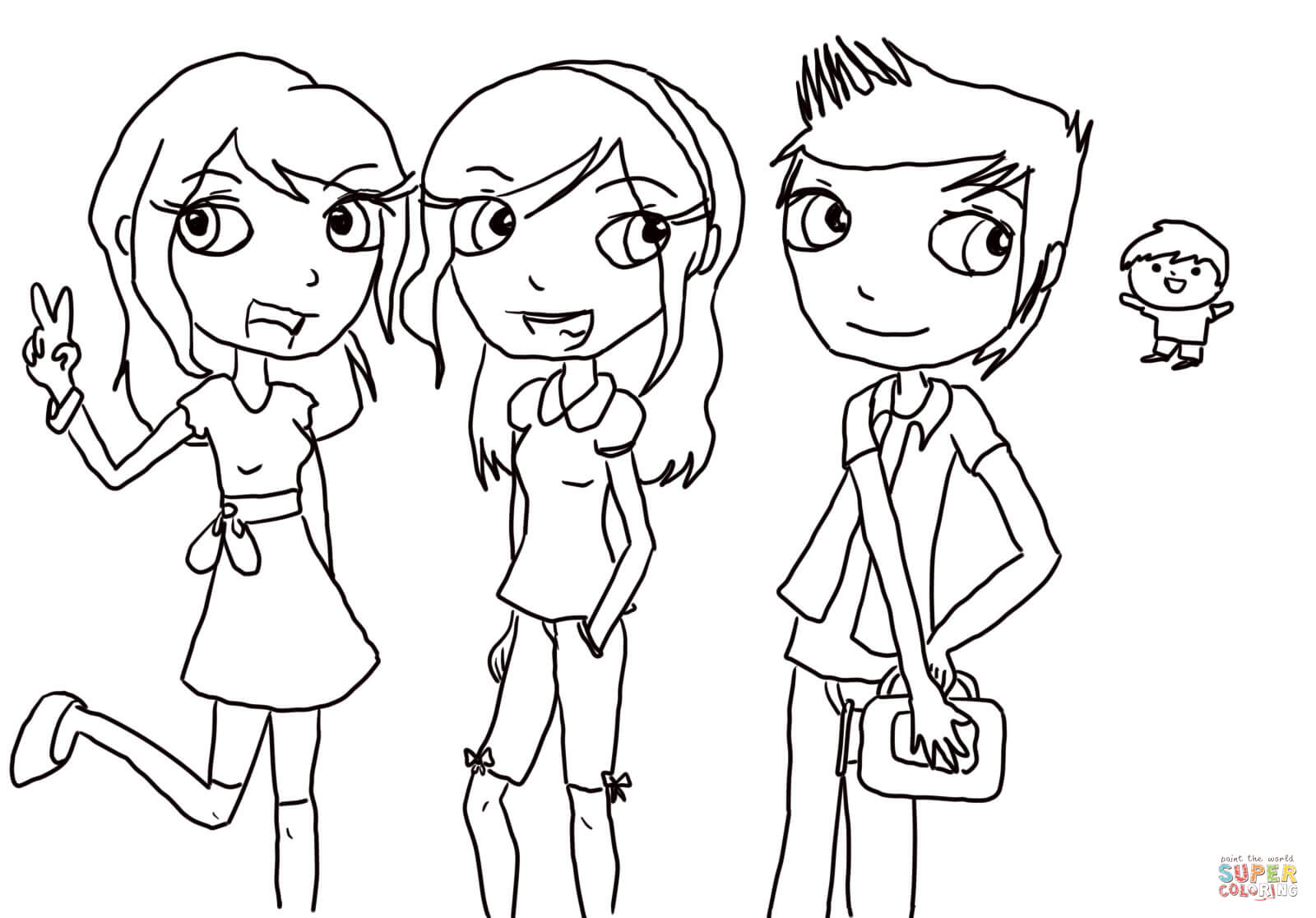 Sam carly and freddie coloring page free printable coloring pages