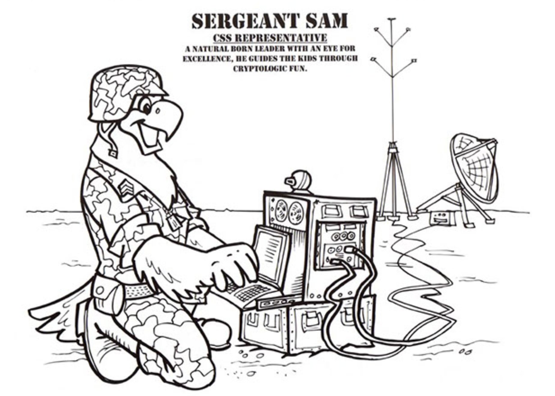 Jeremy blackthorne on x and from the nsa coloring book we have sergeant sam calling in an air strike good work kids you broke their cipher and we can now lock on