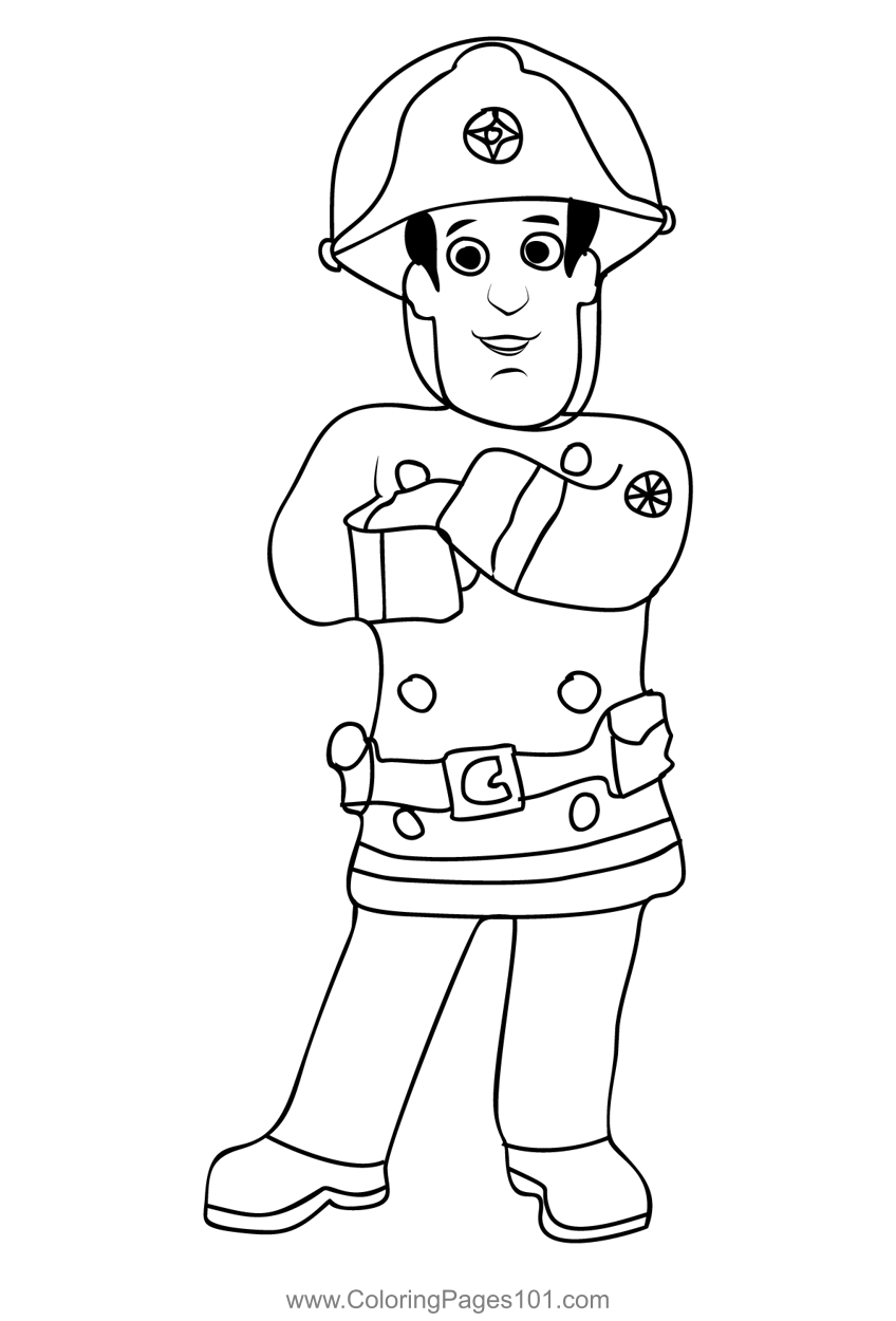 Fireman sam coloring page for kids