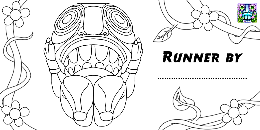 Temple run on x color the idol how you see its mysterious aura save this coloring page print relax and color share your creation with us using templeruncoloring so we can reshare