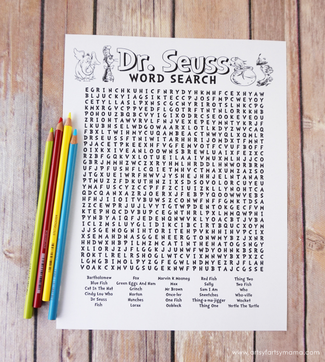 Free printable dr seuss word search coloring page artsy