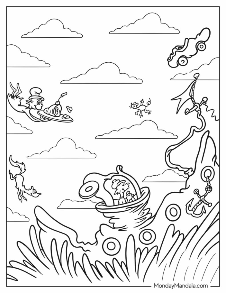 Dr seuss coloring pages free pdf printables