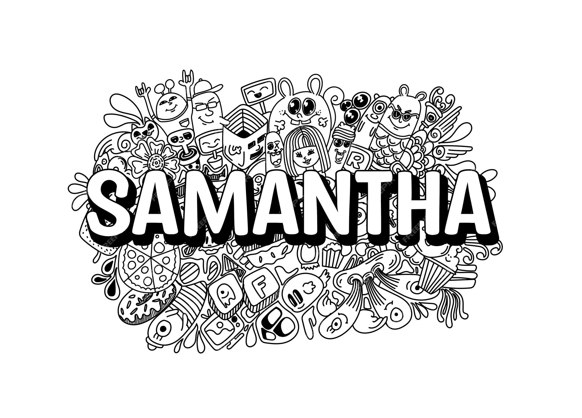 Samanthaì ìë doodle hand drawn art íëëì ëí