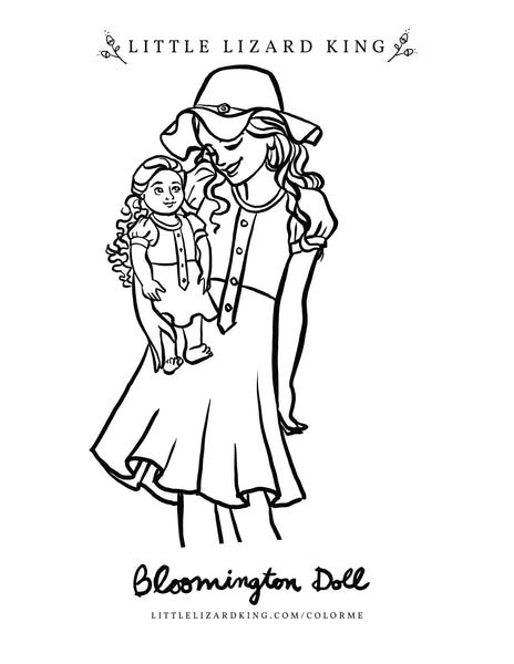 Bloomington doll dress coloring page â little lizard king