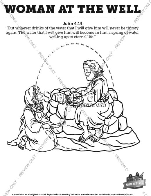 John woman at the well sunday school coloring pages â