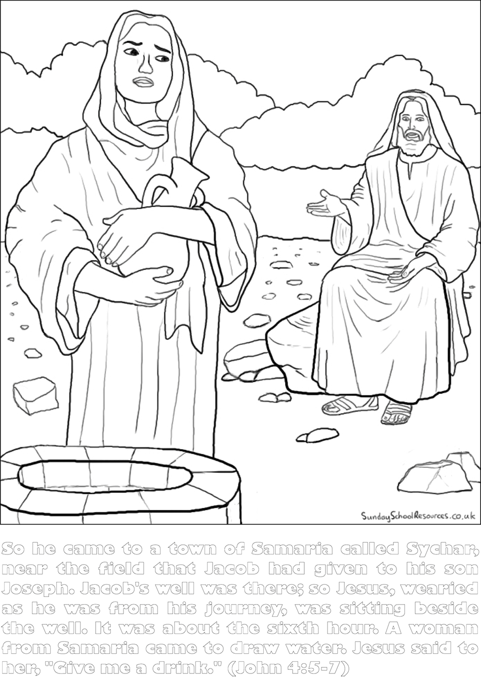 Woman at the well coloring pages
