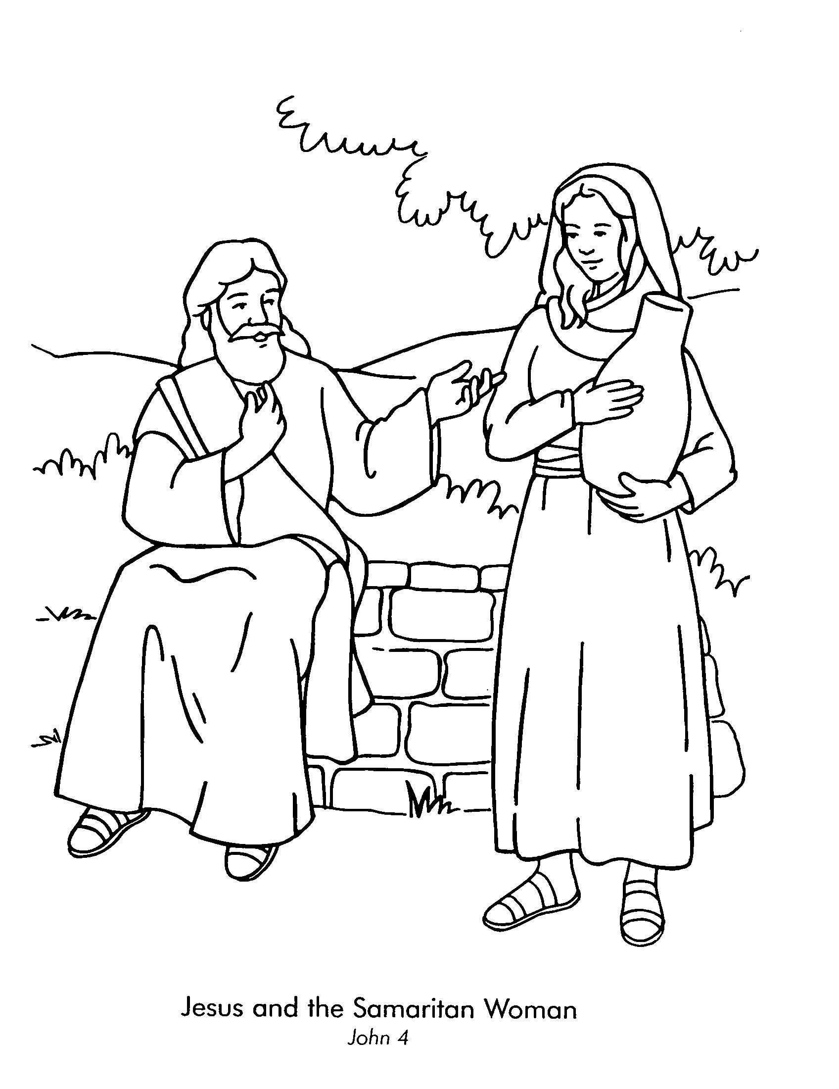 Woman at the well bible coloring pages sunday school coloring pages bible coloring