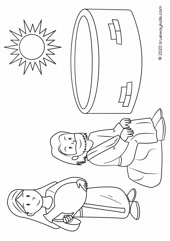 The woman at the well coloring page free printable jesus and the samaritan women by the well â