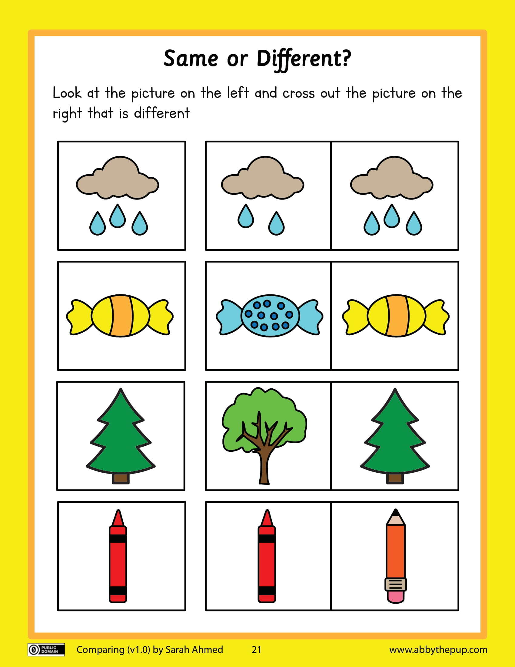 Same or different worksheet free printable puzzle games