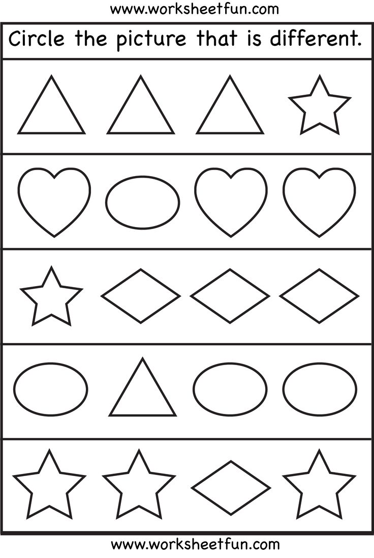 Circle the picture that is different â worksheet free printable worksheets free preschool worksheets shapes worksheet kindergarten preschool worksheets