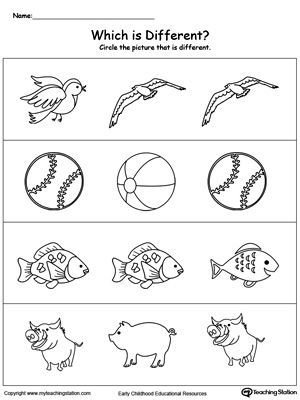 Free identify which picture is different preschool worksheets kdergarten worksheets free preschool worksheets