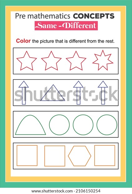 Pre math concepts same different educational stock vector royalty free