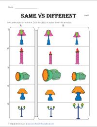Same and different worksheets