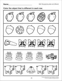 Recognizing alike and different preschool basic skills visual pâ free kindergarten worksheets kindergarten math worksheets free color worksheets for preschool