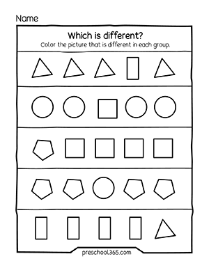 Same or different preschool matching activity sheets