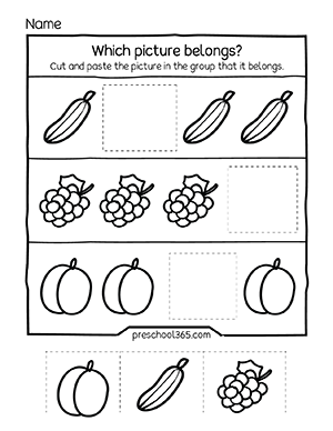 Same or different preschool matching activity sheets