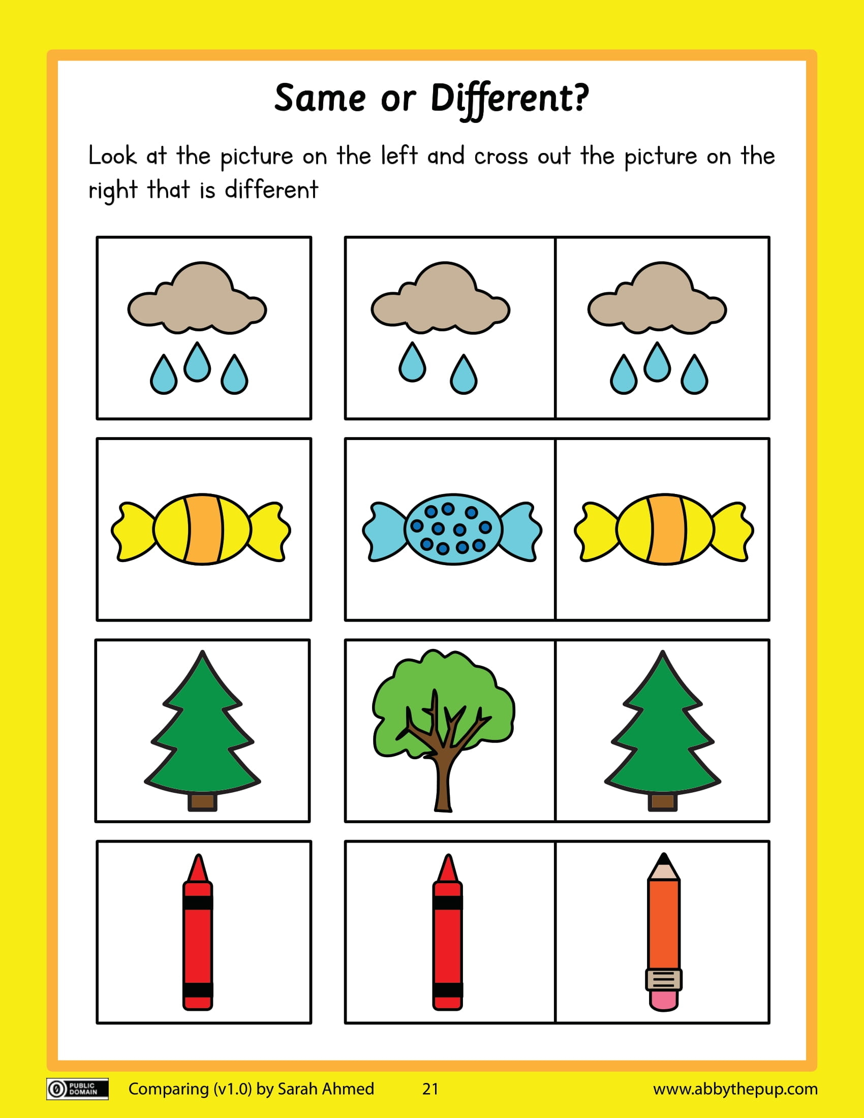 Same or different worksheet free printable puzzle games