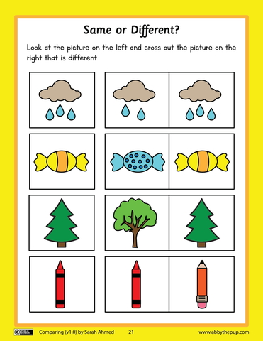 Same or different worksheet free printable puzzle games