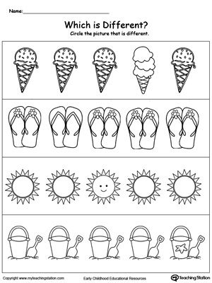 Free which summer item is different preschool worksheets kindergarten worksheets free preschool worksheets