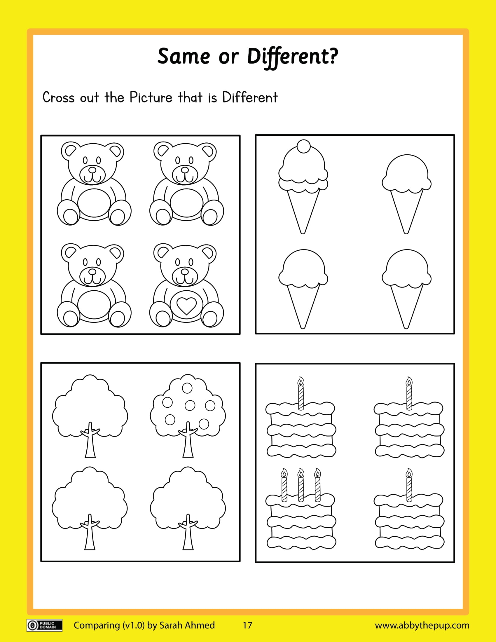Same or different worksheet free printable puzzle games