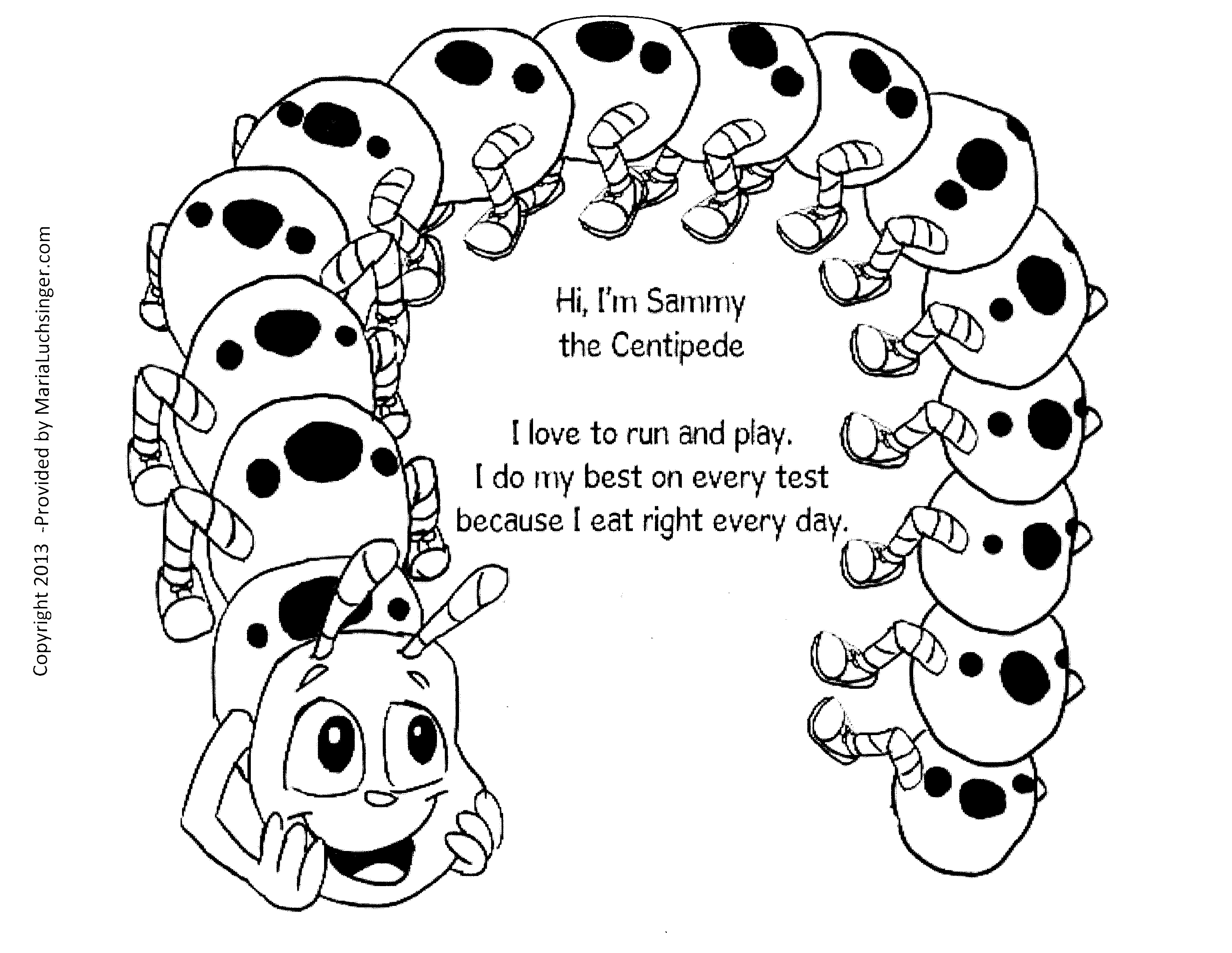 Coloring pages â sammy the centipede
