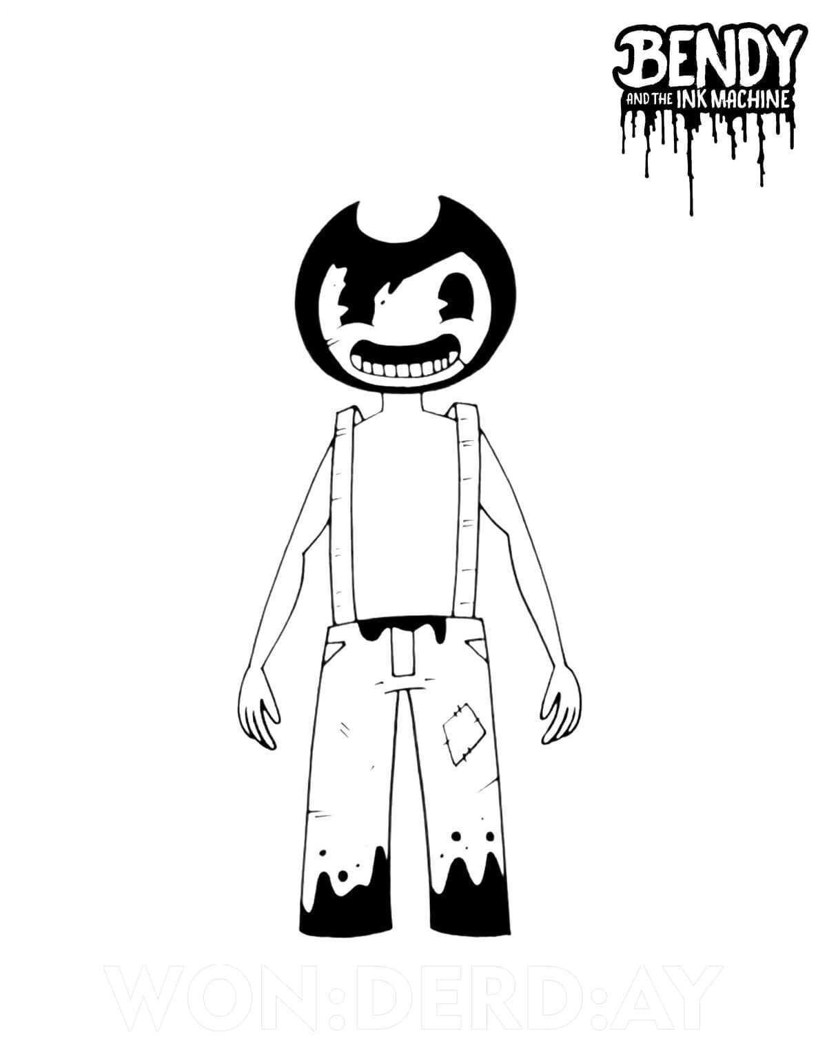 Sammy lawrence shows his teeth from bendy and the ink machine coloring page