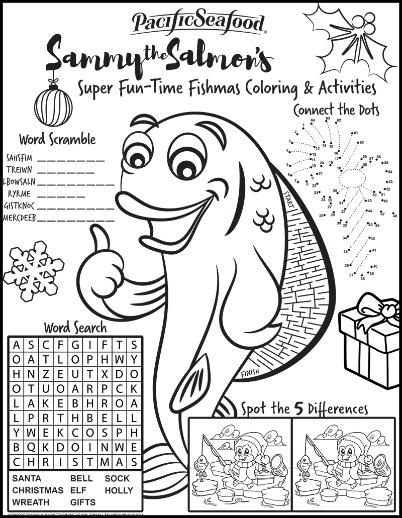 Fishmas coloring activity sheet