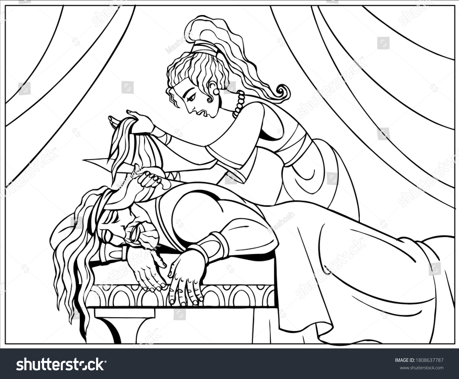 Samson delilah biblical story vector illustration stock vector royalty free