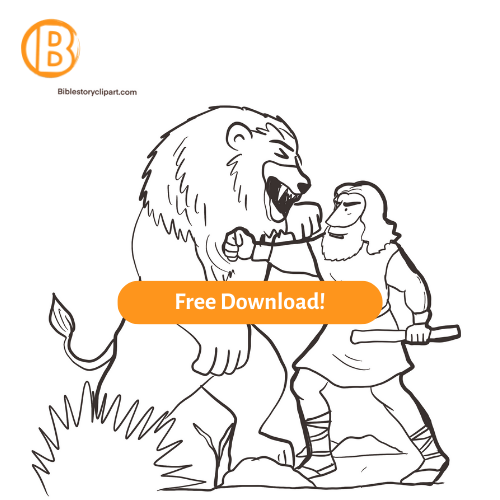 Samson vs lion coloring page