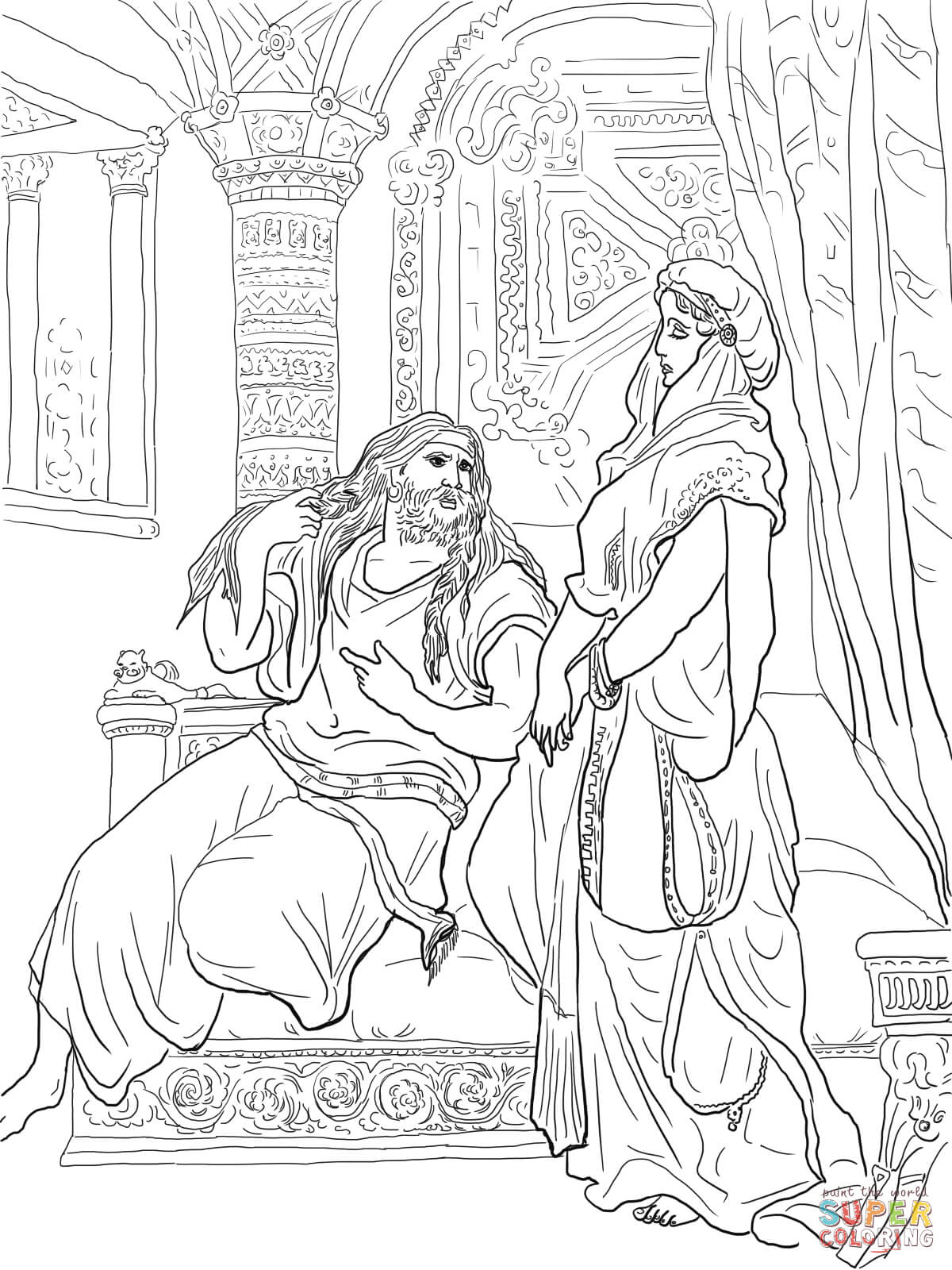 Samson and delilah coloring page free printable coloring pages