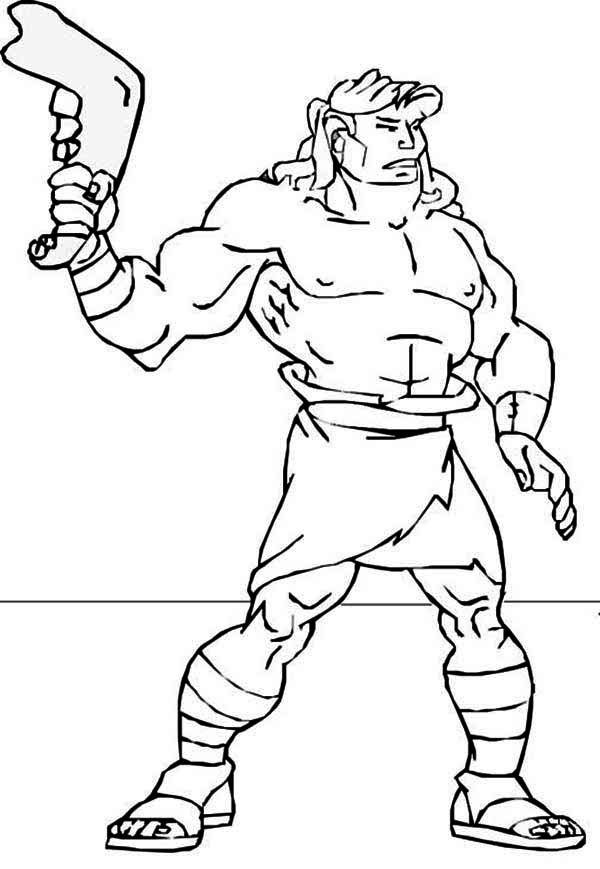 Samson with jawbone of an ass coloring page color luna